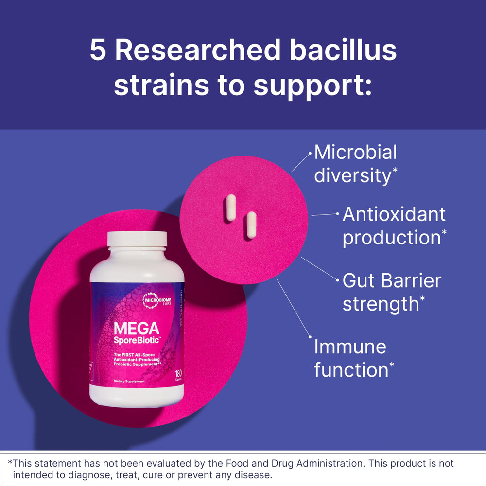 MegaSporeBiotic capsules in a pouch for travel-friendly gut wellness on the go.