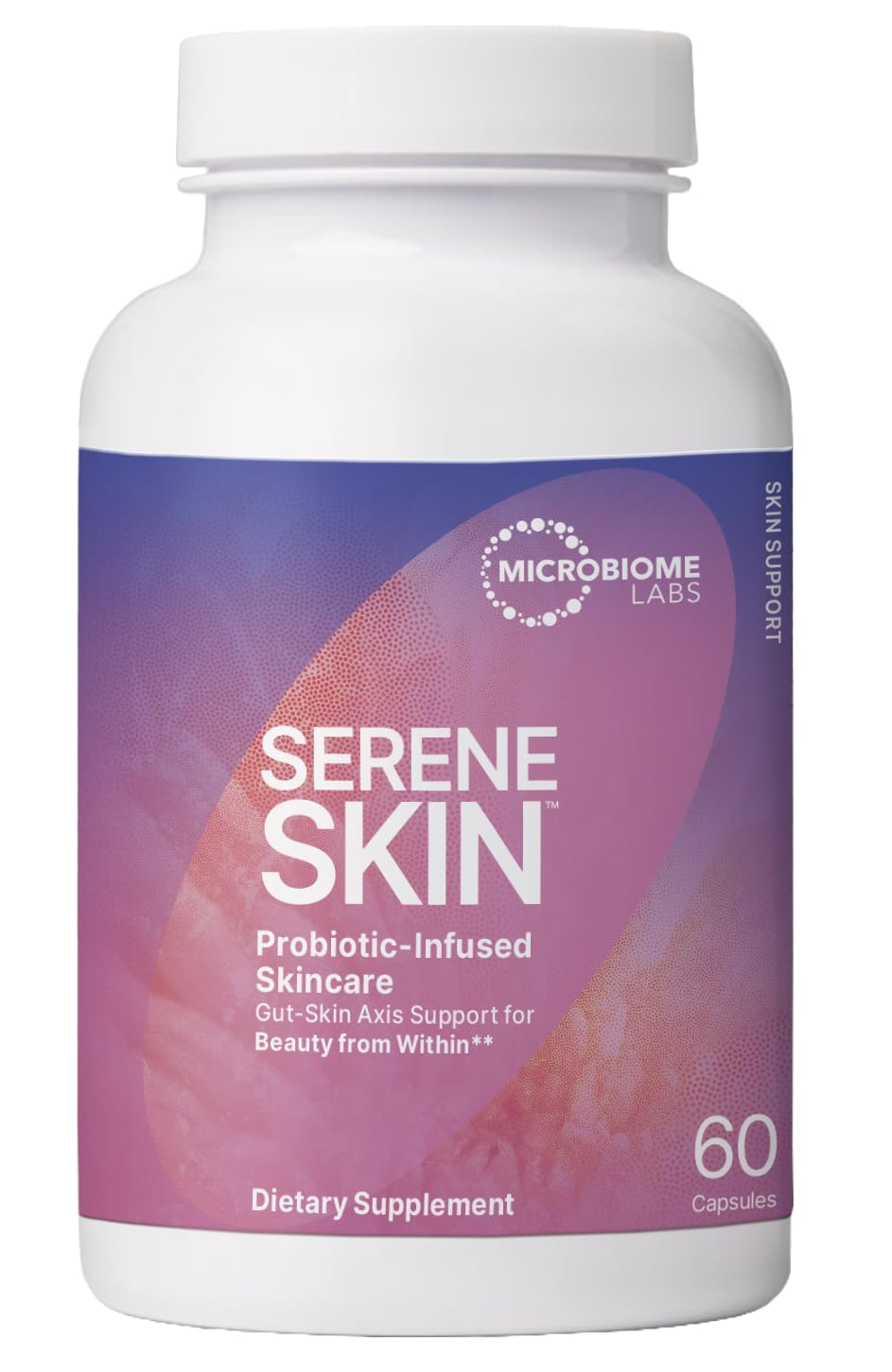 Microbiome Labs SereneSkin capsules packshot for daily gut-skin support and clarity.