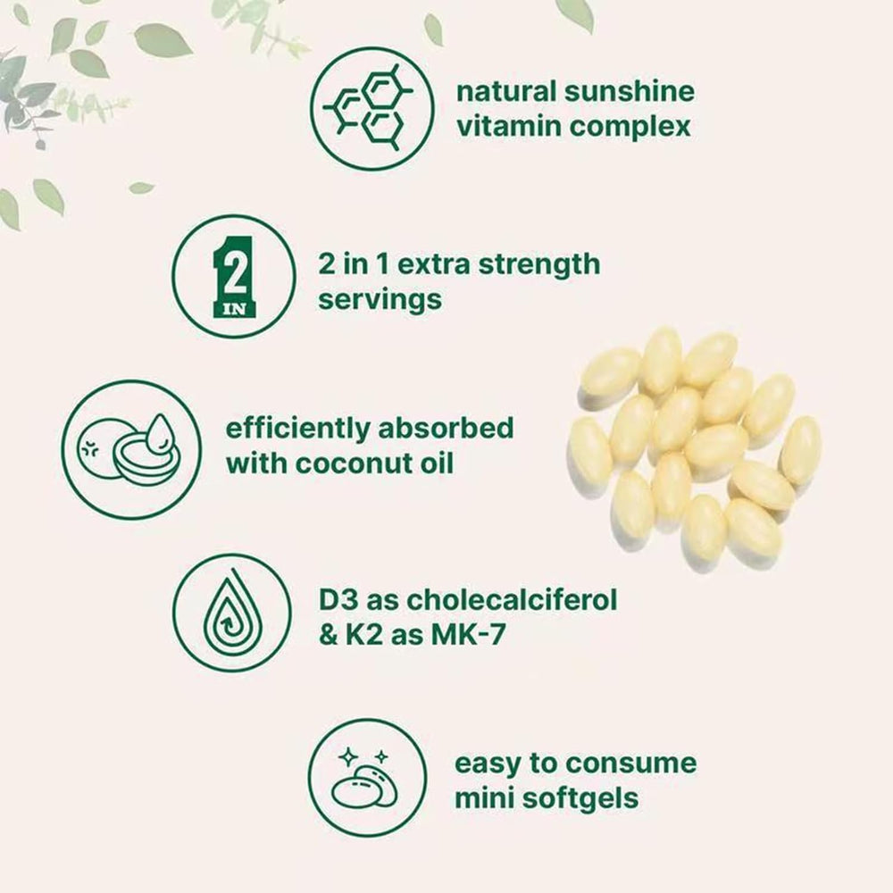 Softgels ready for daily routine and convenient vitamin D3 K2 intake