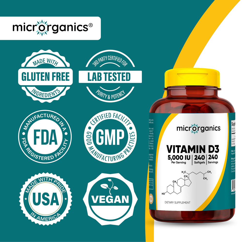 Micrororganics D3 5000 IU with calcium rich foods for bone support