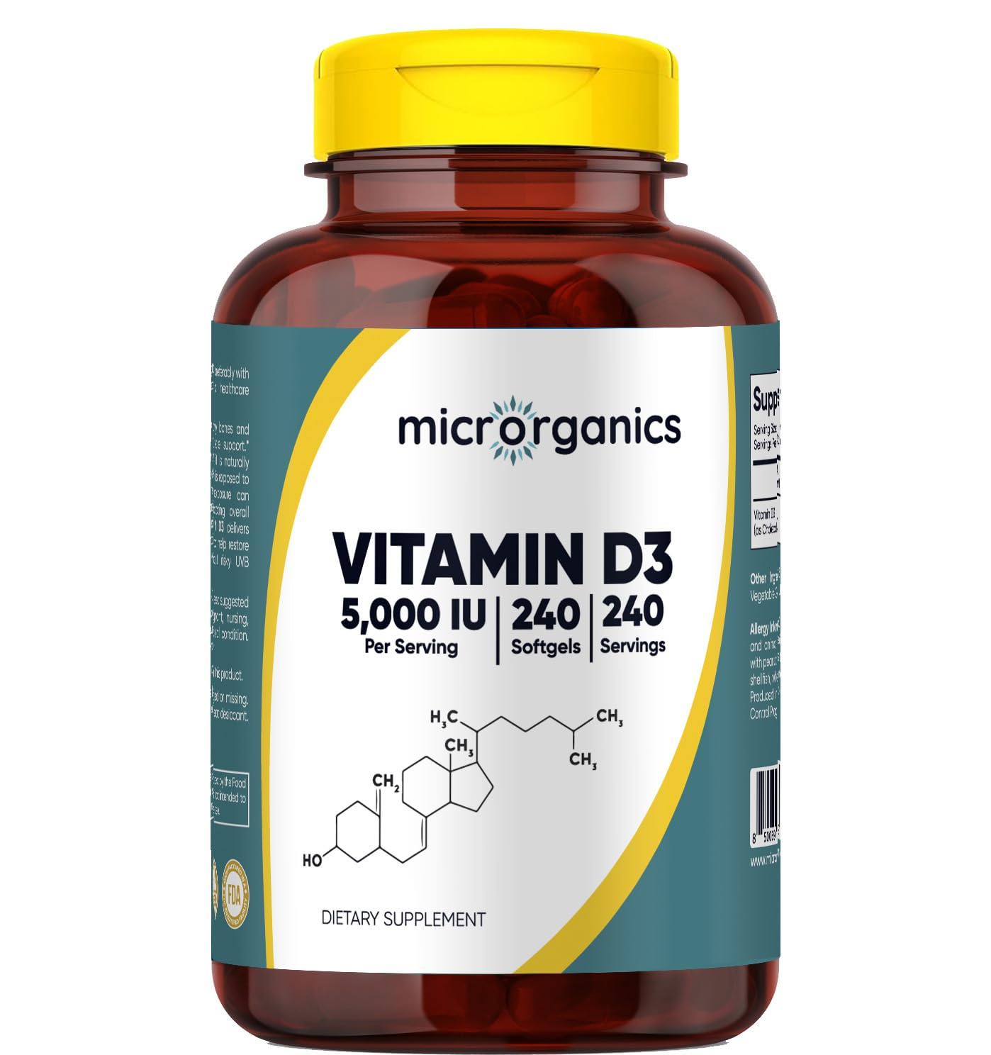 Micrororganics Vitamin D3 5000 IU bottle for daily immune support
