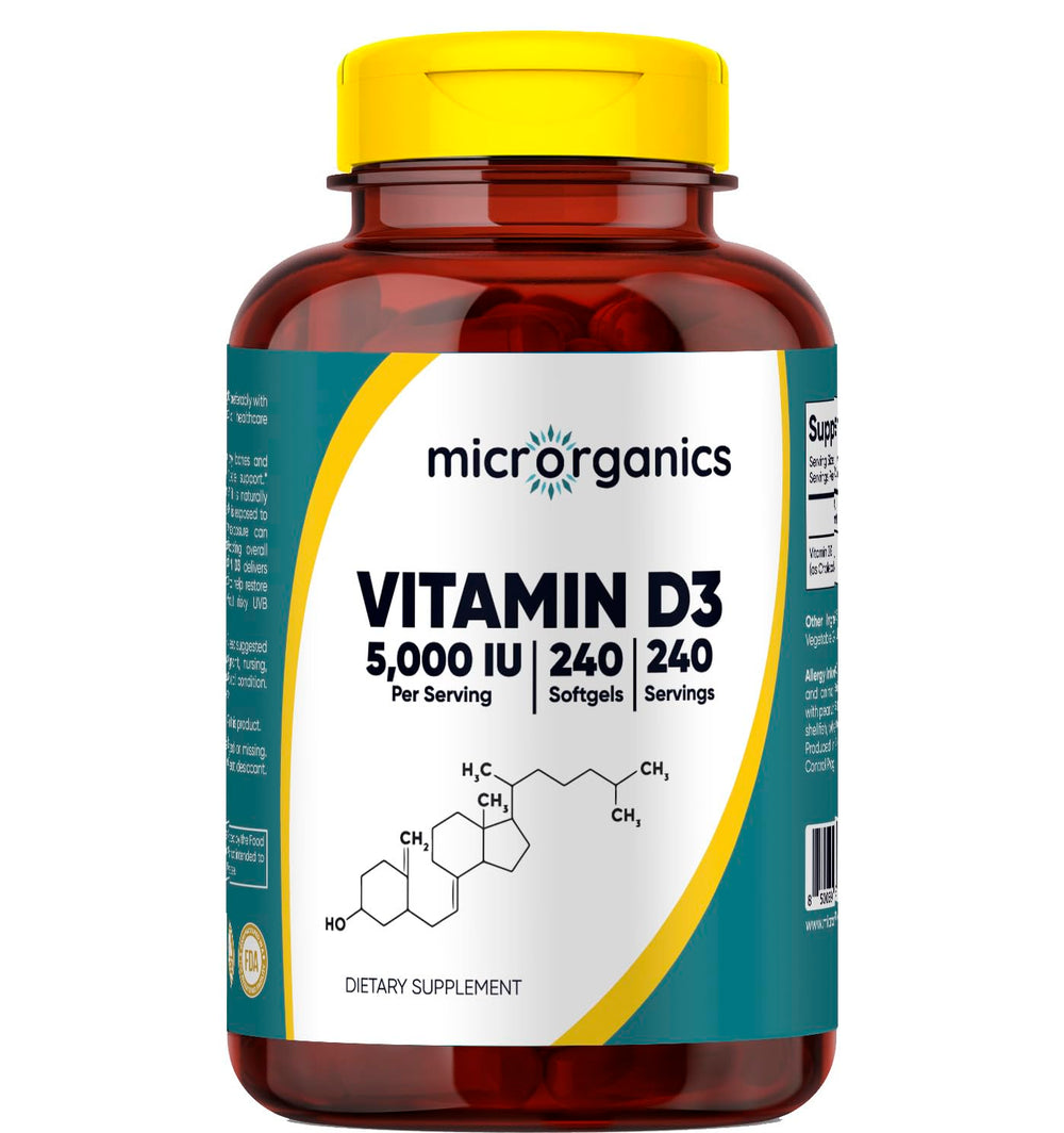 Micrororganics Vitamin D3 5000 IU bottle for daily immune support