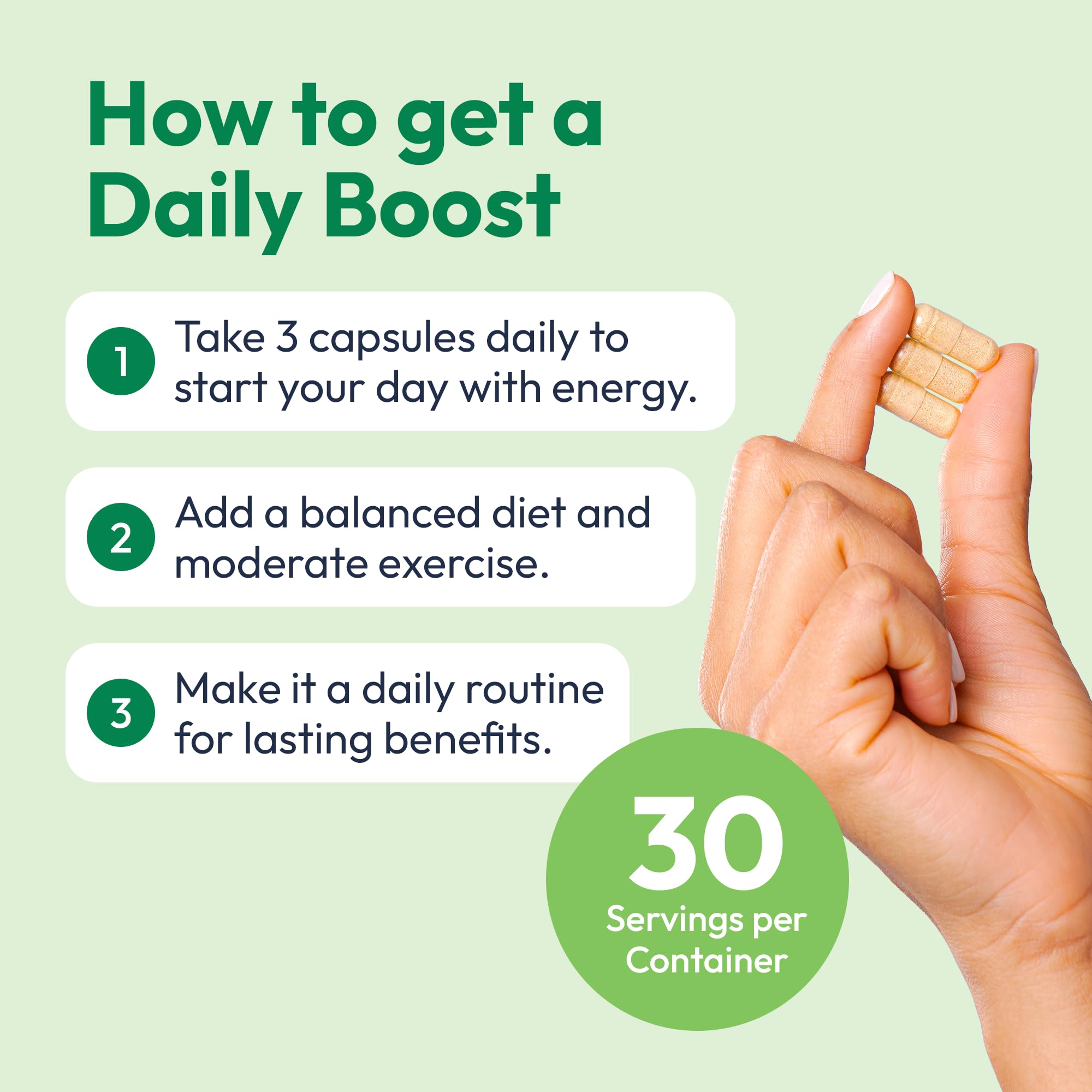 Mida Health Daily Boost bottle label close-up with key ingredients visible.