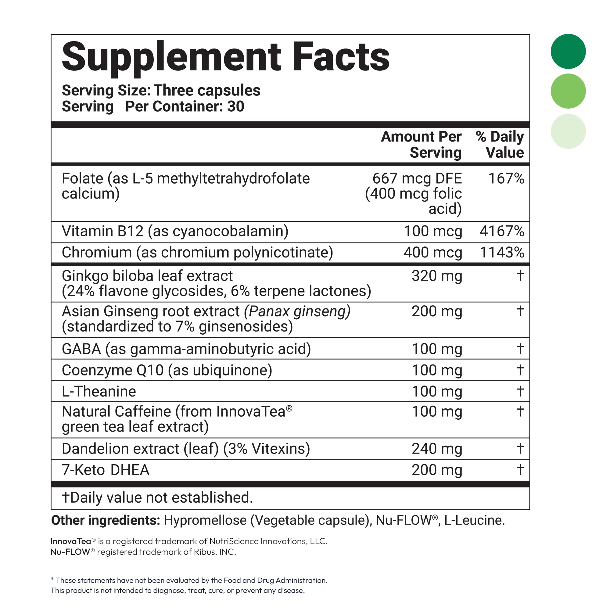 Mida Health Daily Boost dosage instruction with three capsules per day.
