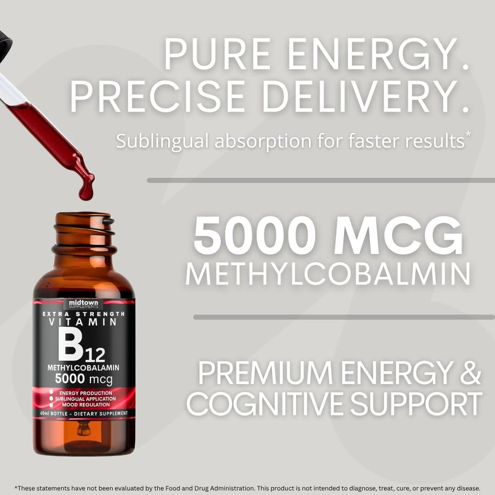 Daily use scene of Midtown Supplements B12 drops in routine energy boost