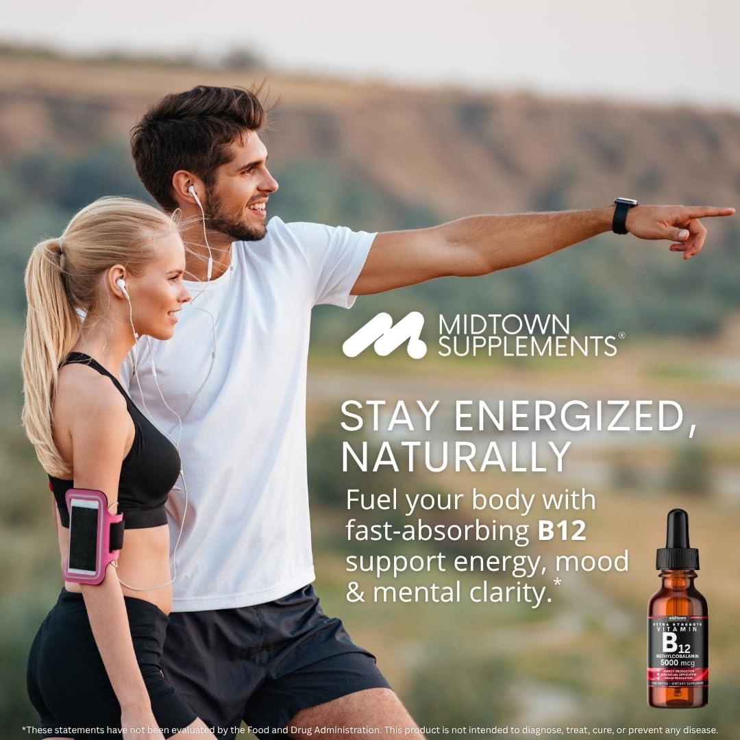 Methylcobalamin in Midtown Supplements B12 drops shown for efficient absorption