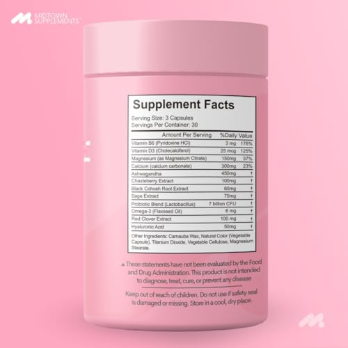 Midtown Supplements Menopause capsules inside for hot flash relief