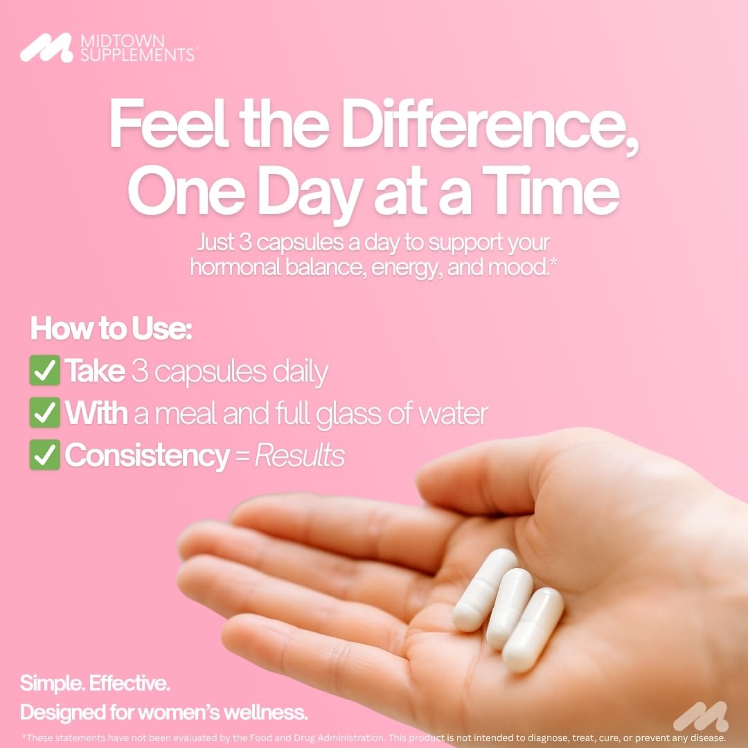 Midtown Supplements Menopause label closeup highlights natural ingredients