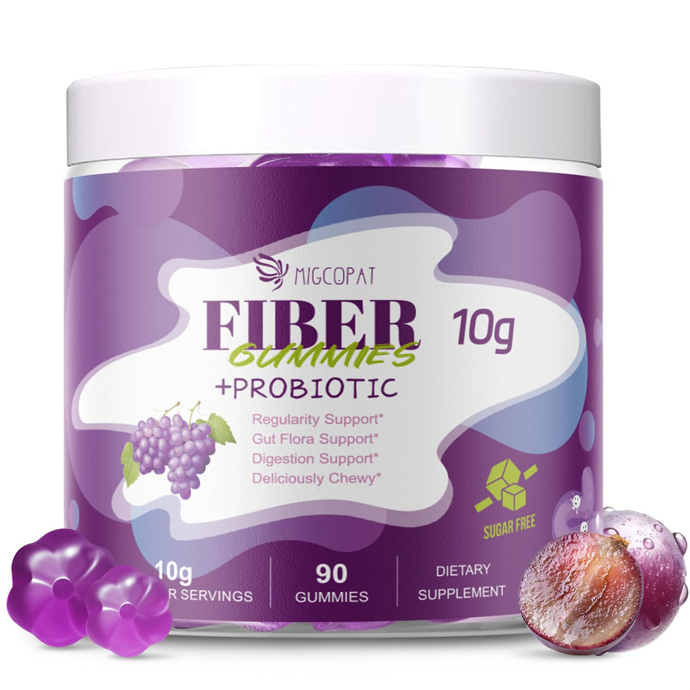 Migcopat 10G fiber gummies bottle for daily fiber support.