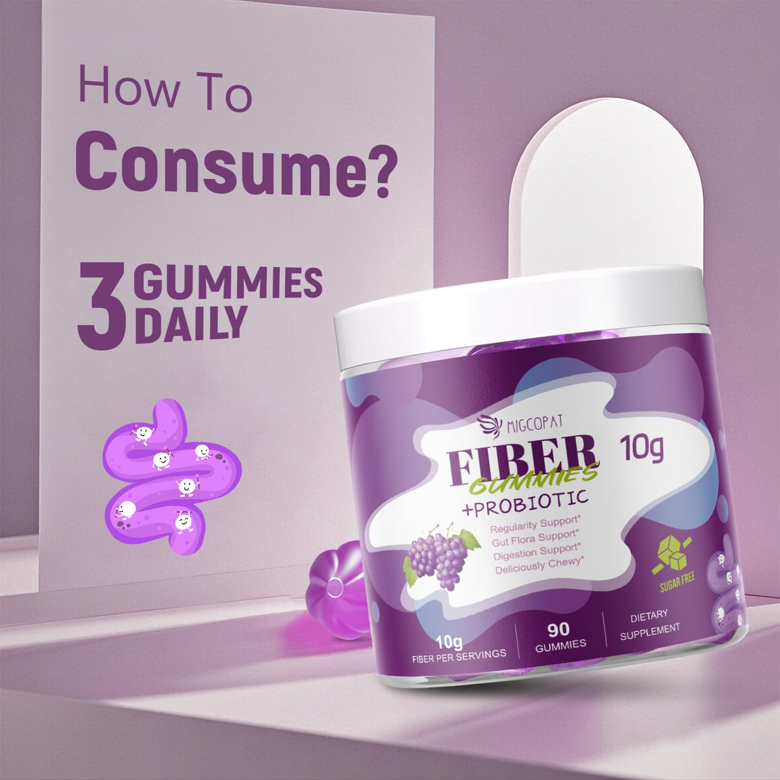 Migcopat 90-count bottle front showcases convenient daily option.