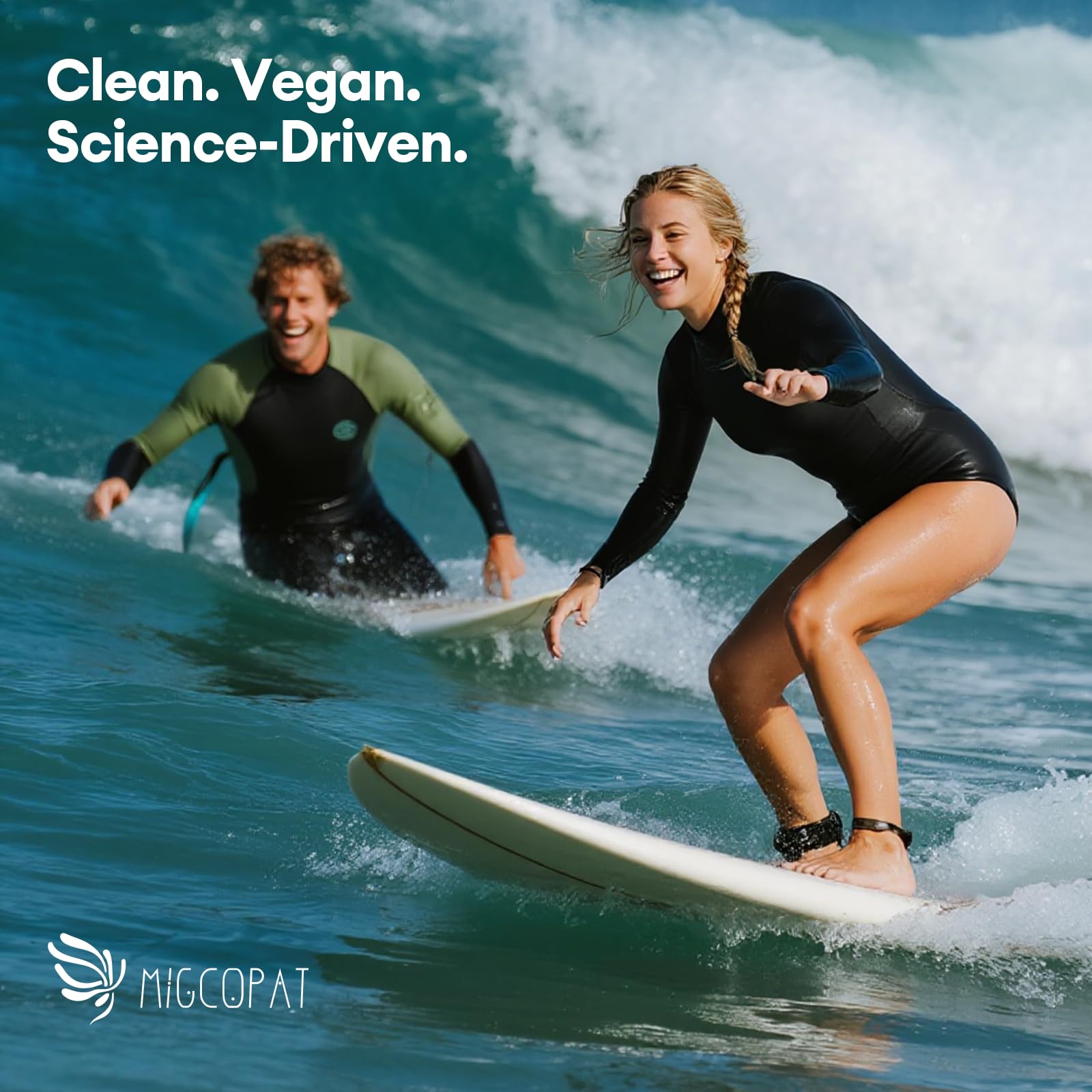 Migcopat adaptogen blend with ashwagandha on label signals stress resilience and mood balance.