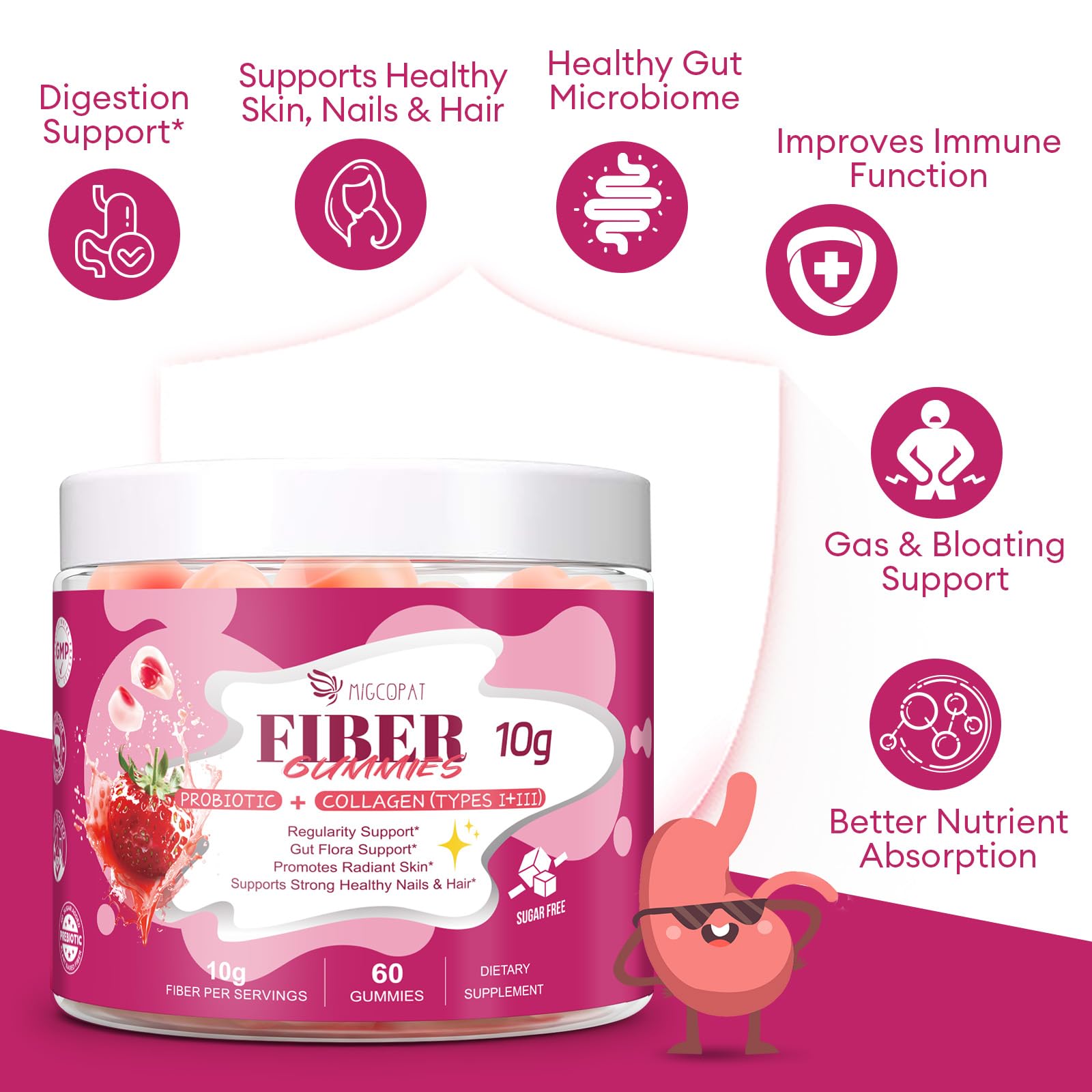 Migcopat bottle label close up highlights a diet friendly formula