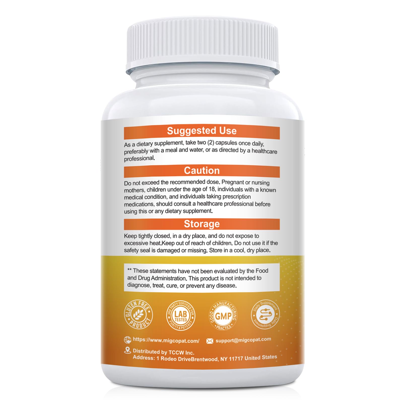 Person taking Migcopat capsule before meal for satiety support.