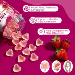 Gummy fiber visual highlights 10 g fiber per serving