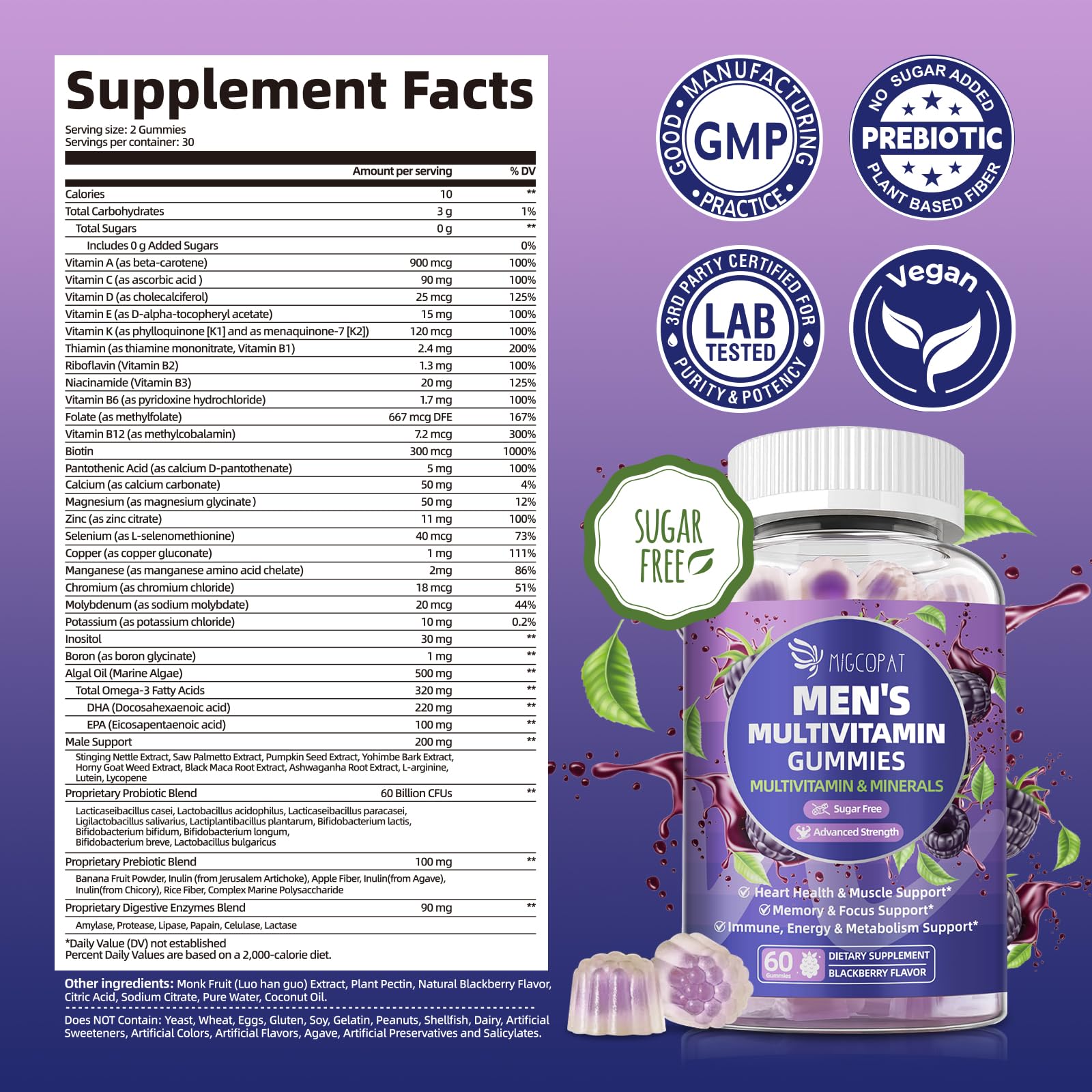 Migcopat multivitamin for men gummies in hand for daily energy support.