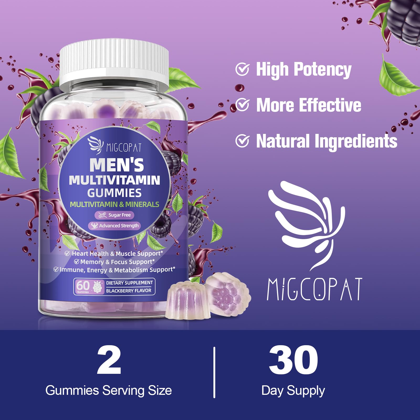 Monk fruit sweetener highlight in Migcopat packaging indicating sugar-free option.