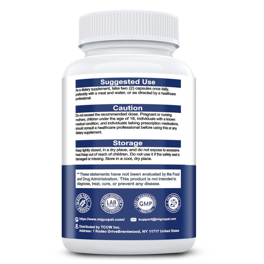 Migcopat packaging notes L-Theanine and Magnesium Bisglycinate ingredients