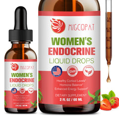 Migcopat bottle on desk promoting hormonal balance for daily wellness.