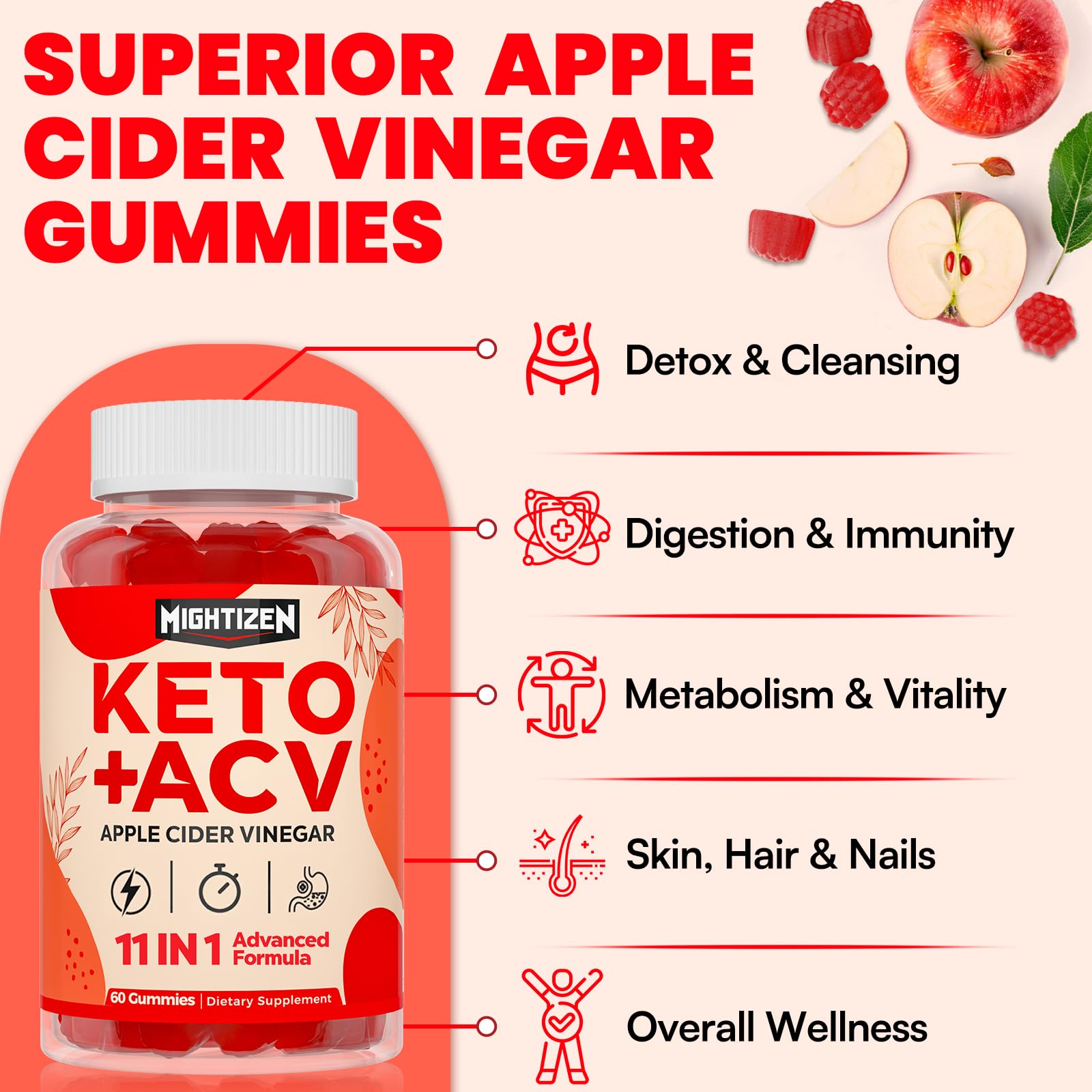 Probiotic-enhanced gummies emphasize gut comfort and digestion-friendly benefits.