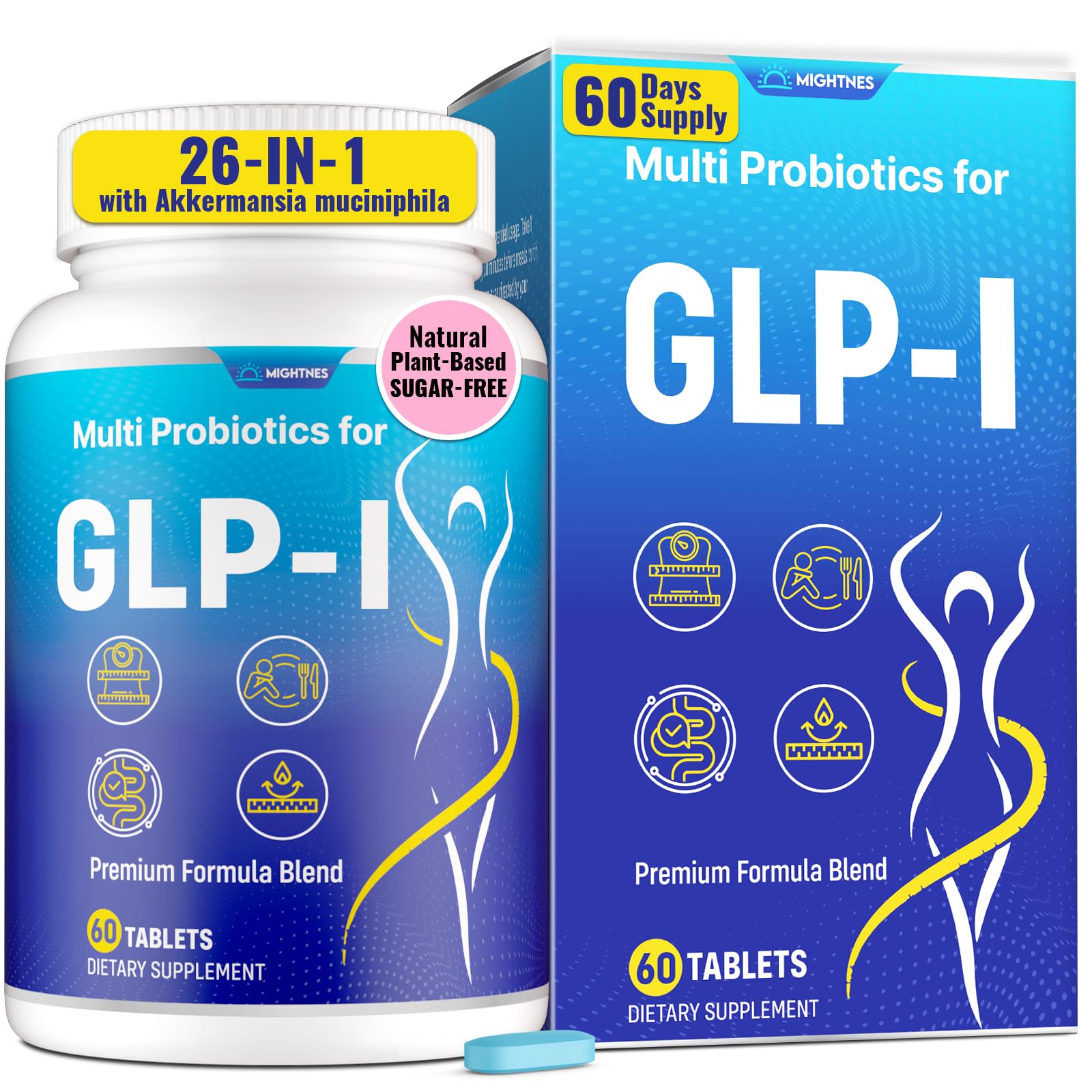 Mightnes GLP-l bottle view highlights convenient daily digestive support.