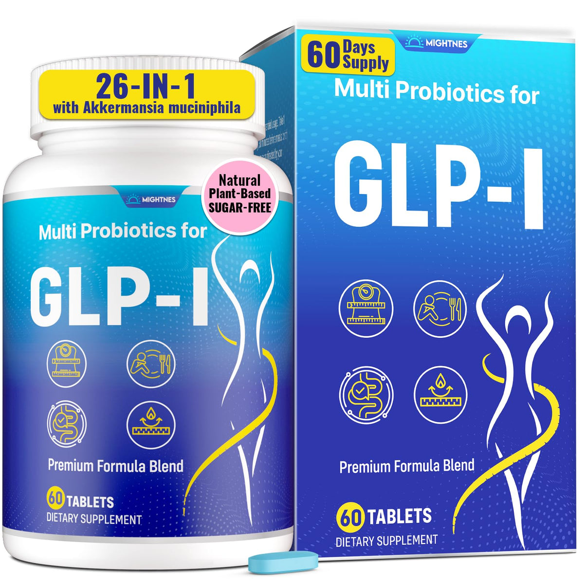 Mightnes GLP-l bottle view highlights convenient daily digestive support.