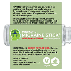 MIGRASTIL migraine stick rollerball application for temples and neck soothing