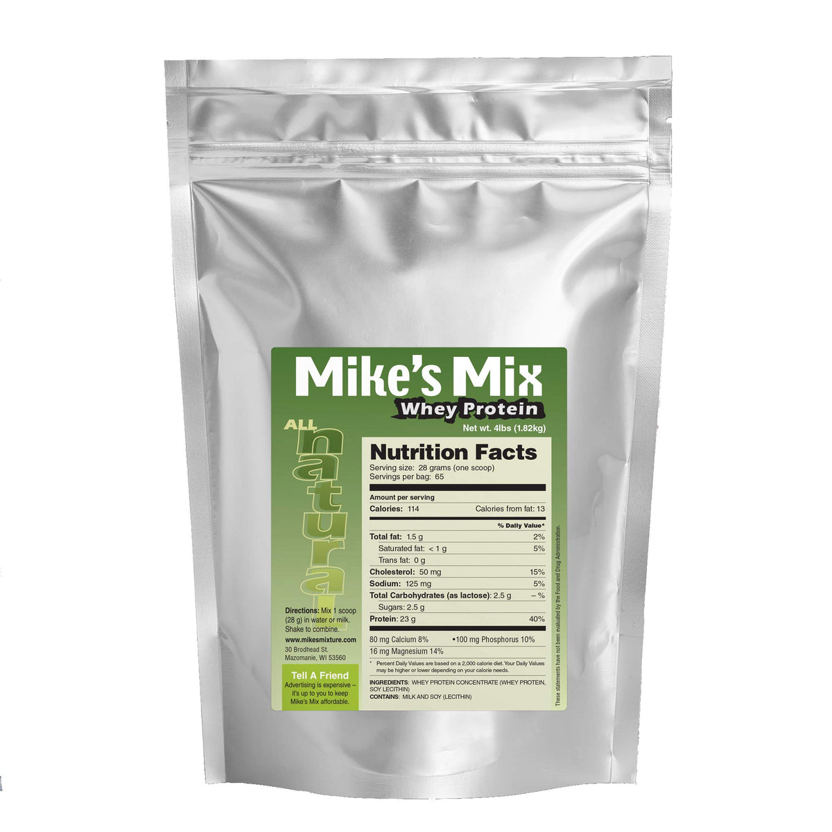 Mike's Mix whey protein concentrate package ideal for versatile shakes