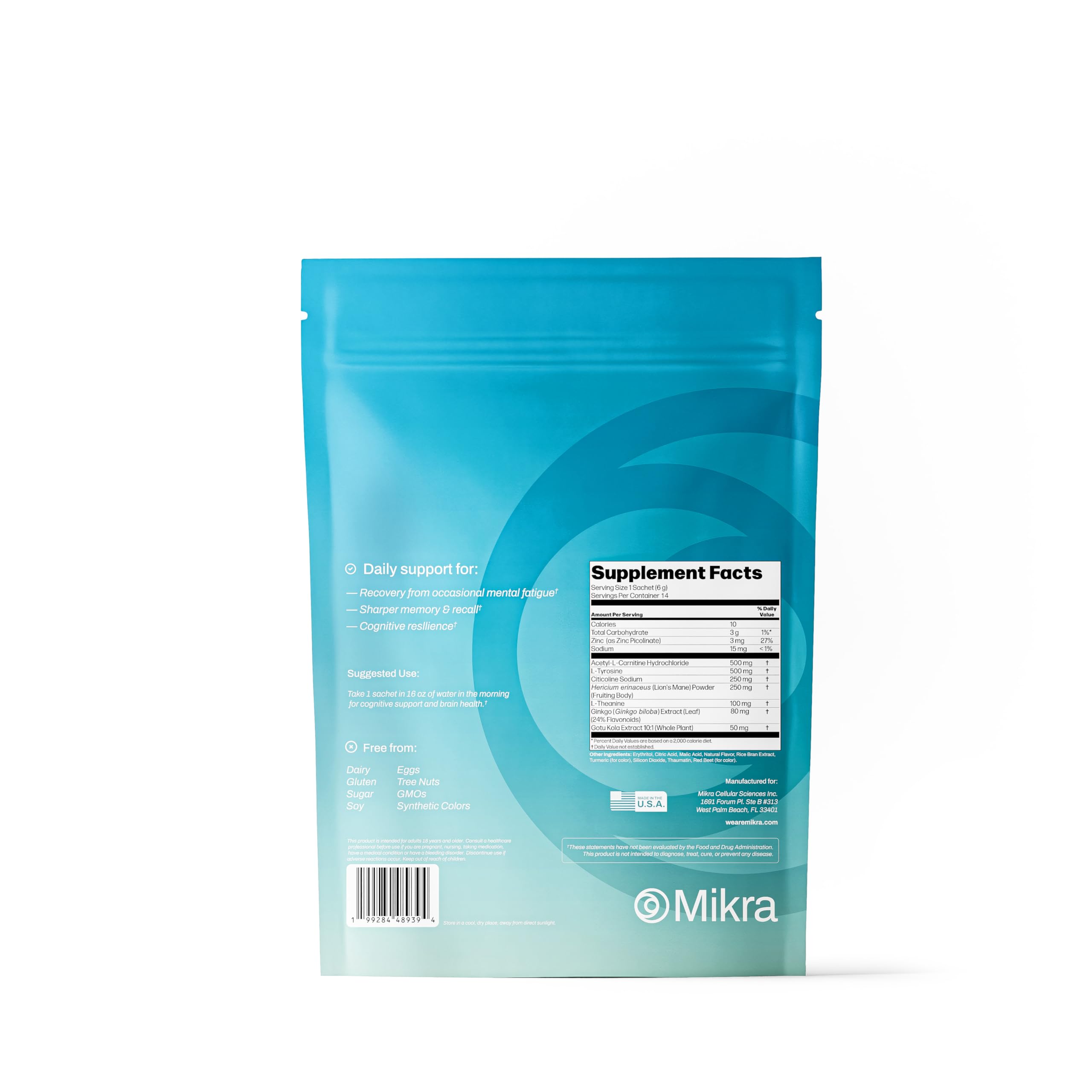 Mikra Clarity sachet packaging ready for travel and on-the-go use.