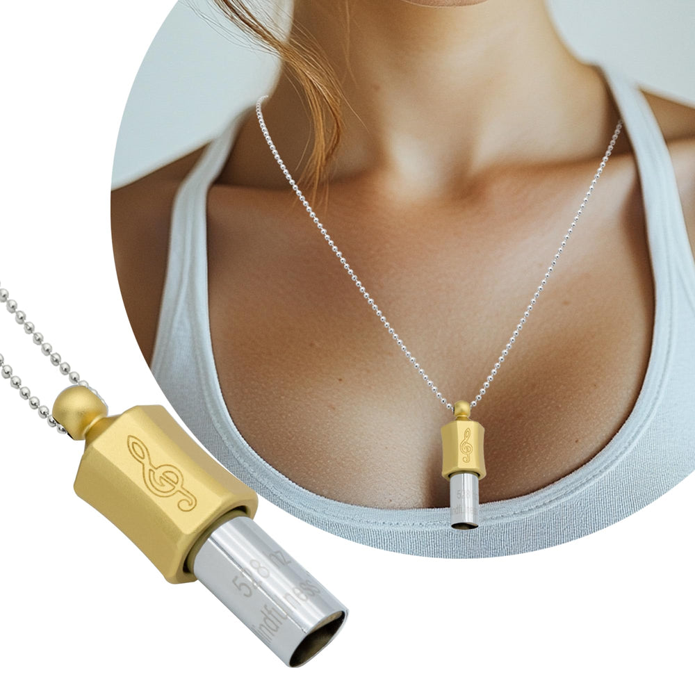 MIKUHOT Anxiety Necklace whistle cap for guided breathing practice.