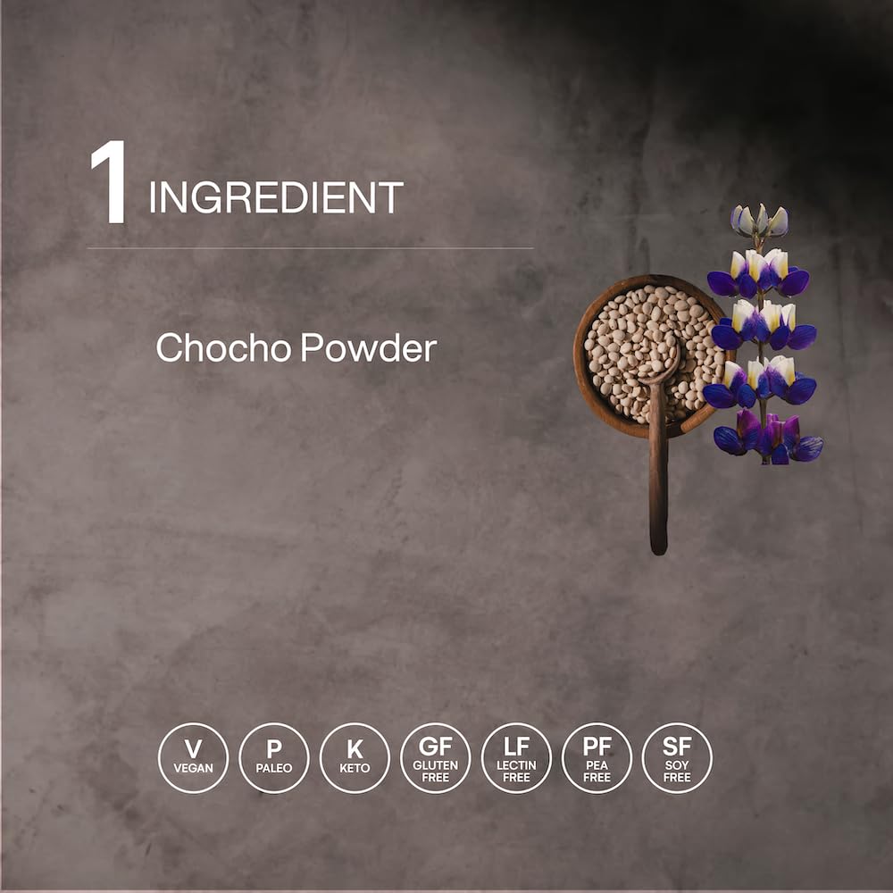 Mikuna Chocho ingredients panel highlighting bioavailable protein and fiber