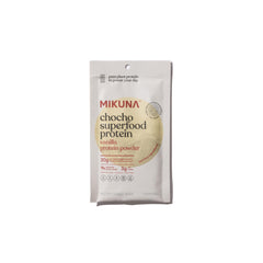 Mikuna Chocho Protein scoop demonstrates convenient, measured portions for on-the-go protein