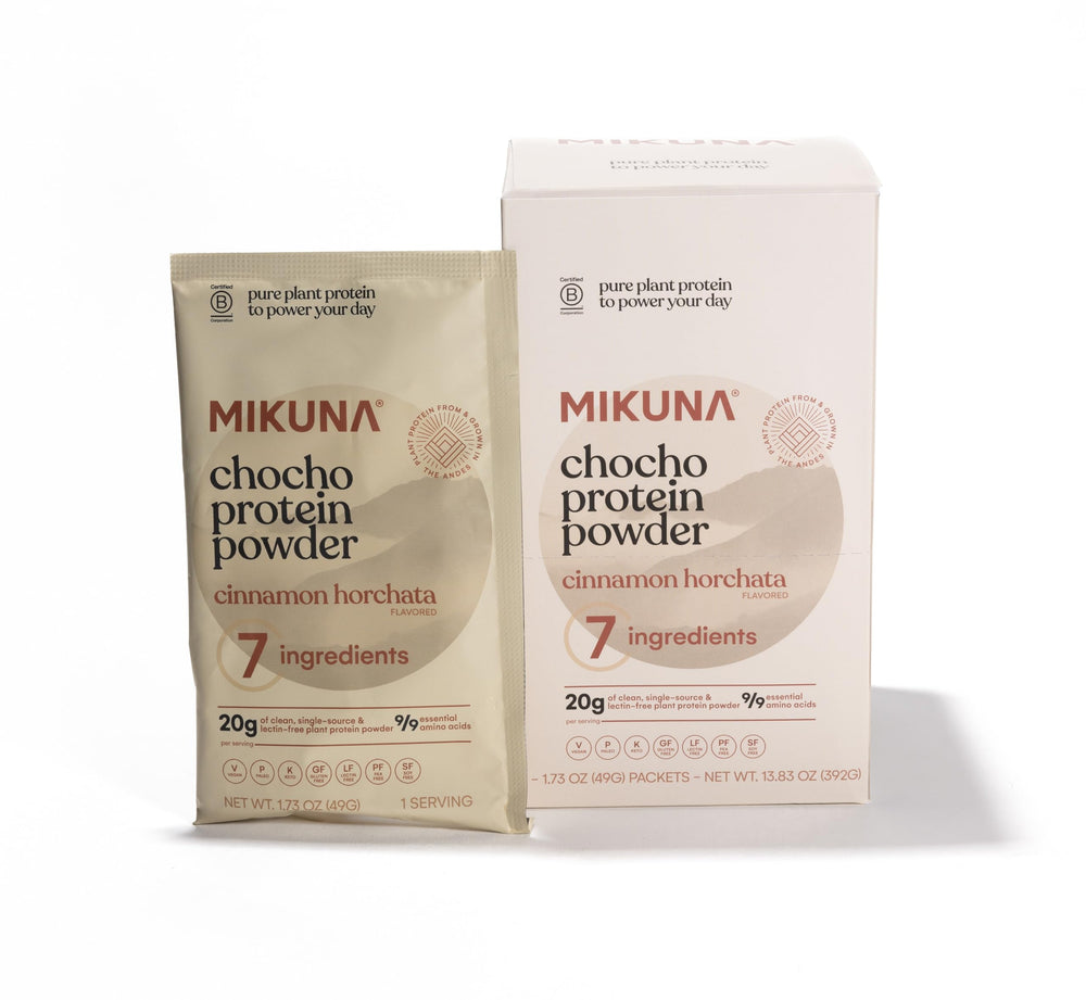 Mikuna Chocho Superfood Protein bottle front showing plant-based protein for active lifestyles