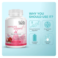 Mila Miamor Women's Support capsules close-up highlighting natural ingredients for hormone balance