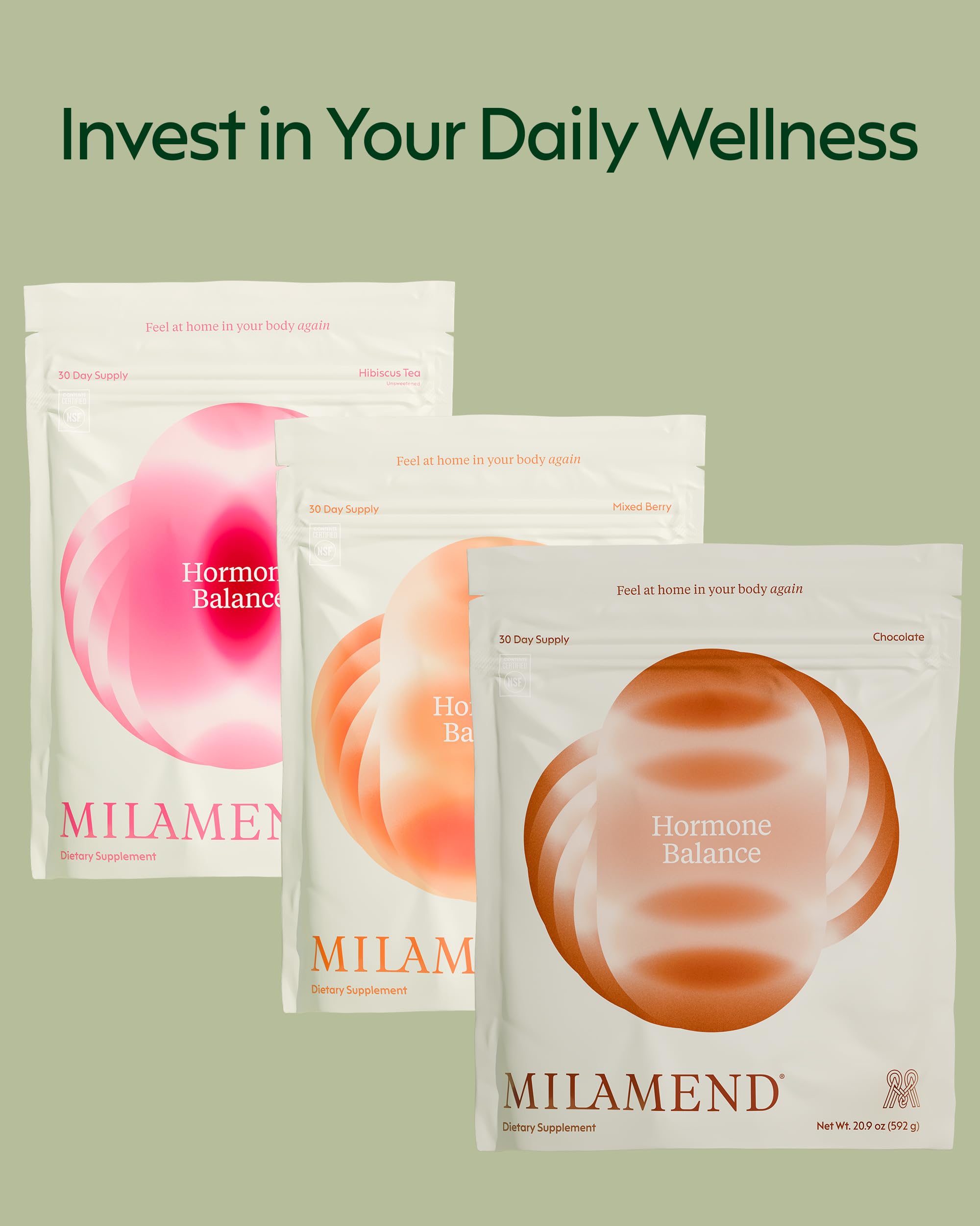 Milamend NSF and GMP-certified facility badge on packaging.