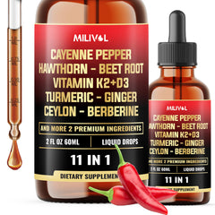 MILIVOL 11in1 cayenne drops bottle ready for daily dosing in your wellness routine