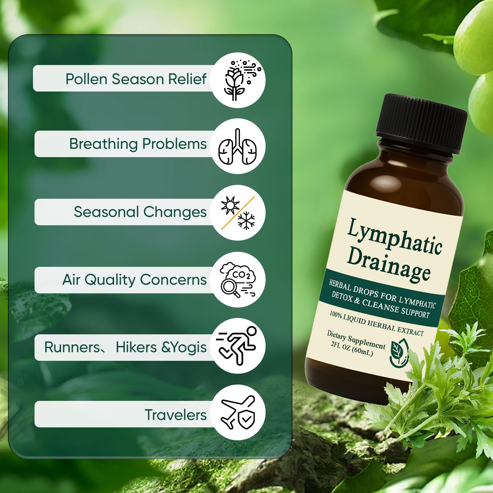 MILIZHIWU daily-use lymphatic drops shown for routine care.