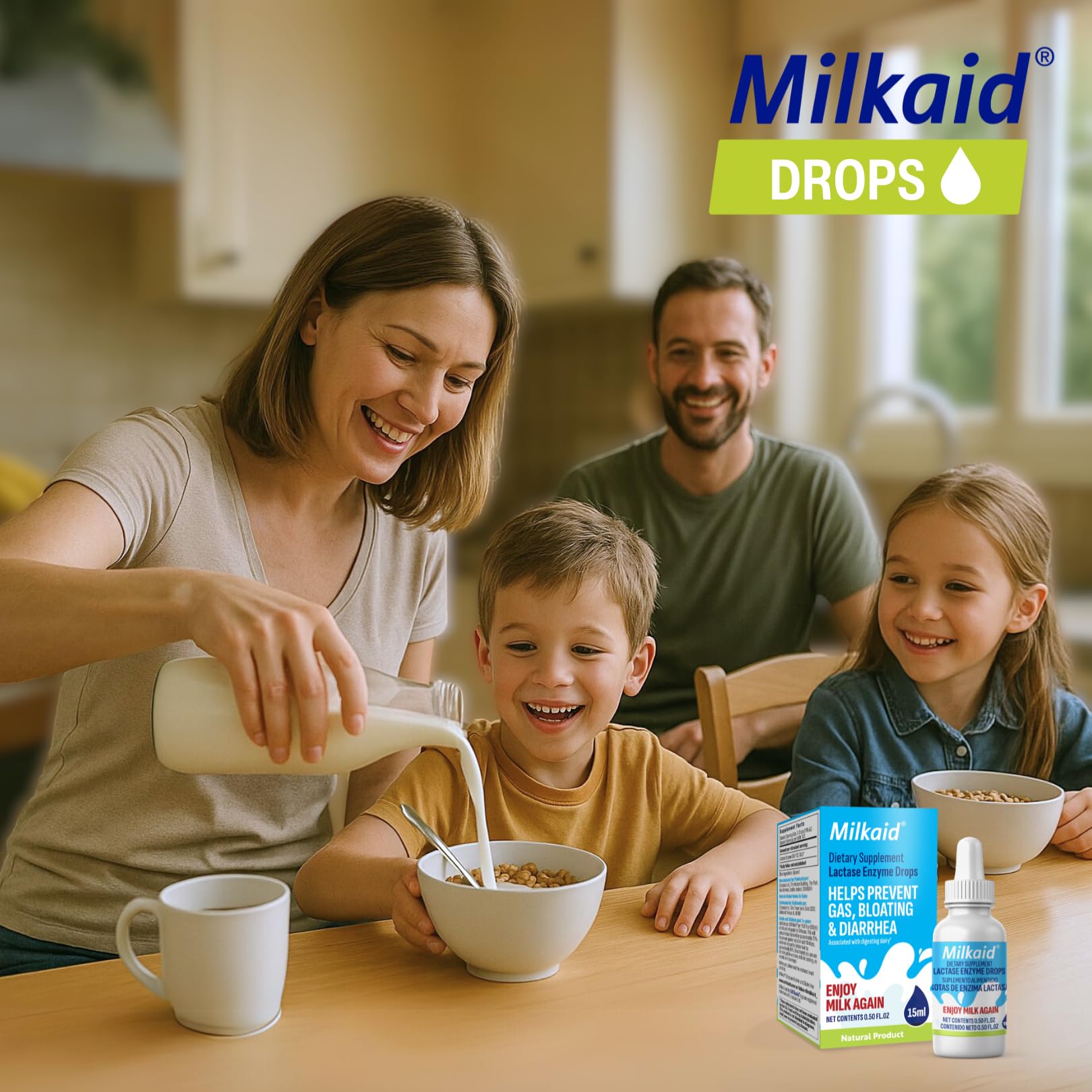 Ingredientes naturales de Milkaid, opción vegetariana sin gluten