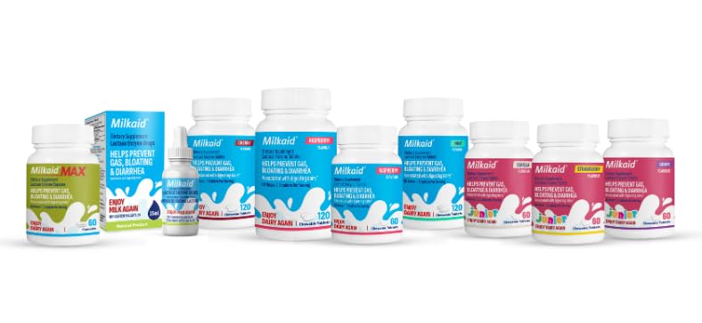 Milkaid Junior 60-count vanilla bottle for daily use.