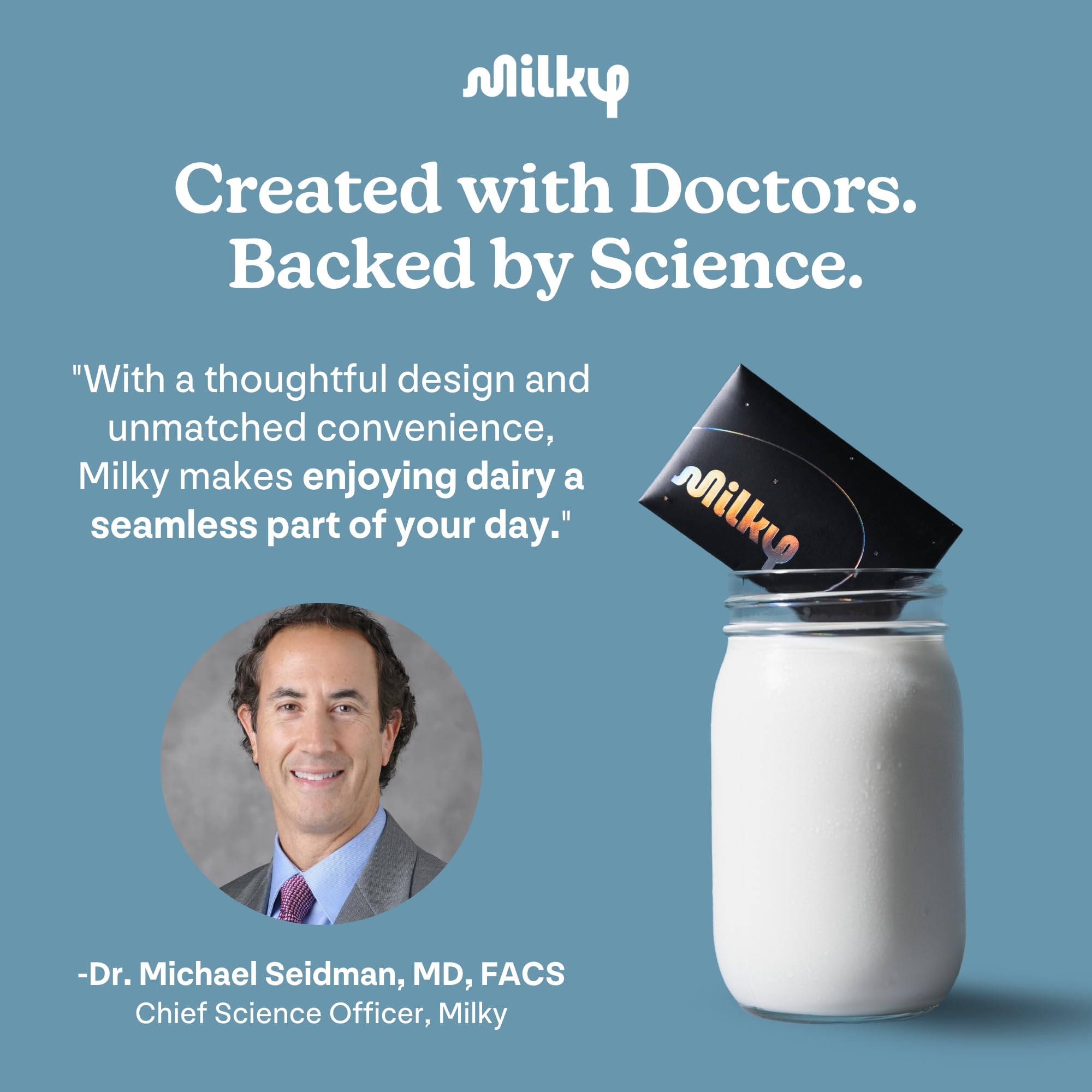Cosmic Black Milky packaging emphasizing discreet, stylish dairy relief.