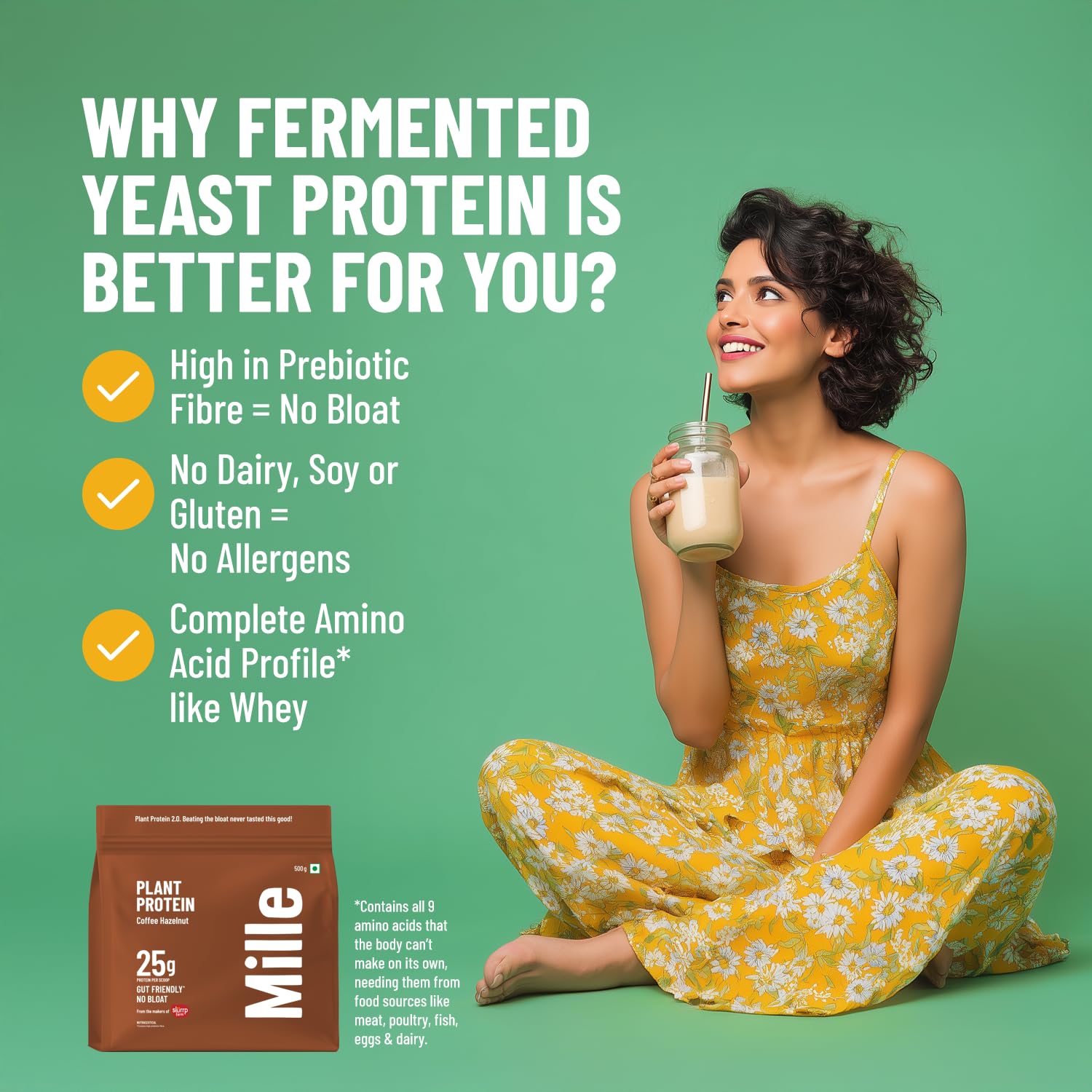 Millé Coffee Hazelnut protein poured into blender for a smooth shake.