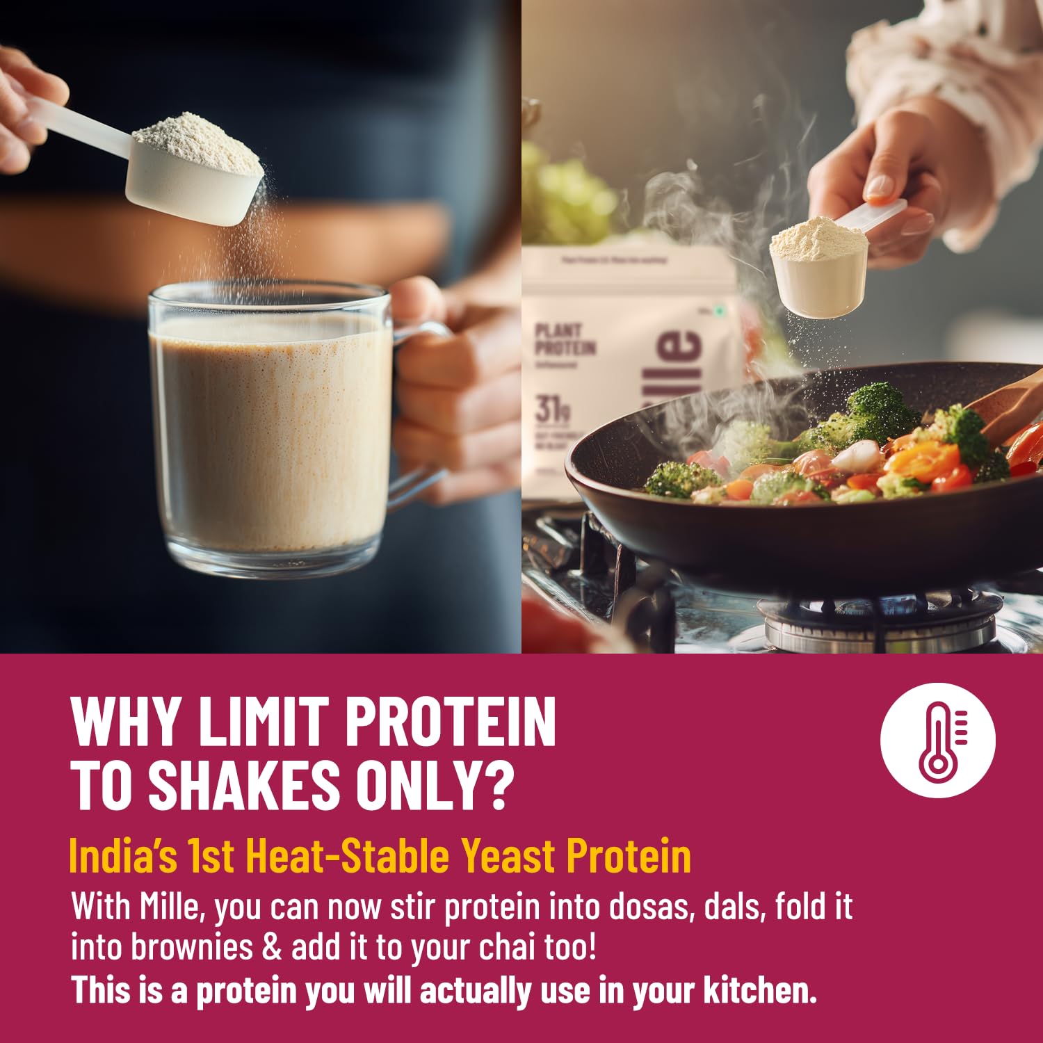 mille plant protein unflavored oats blended for nutritious breakfast.
