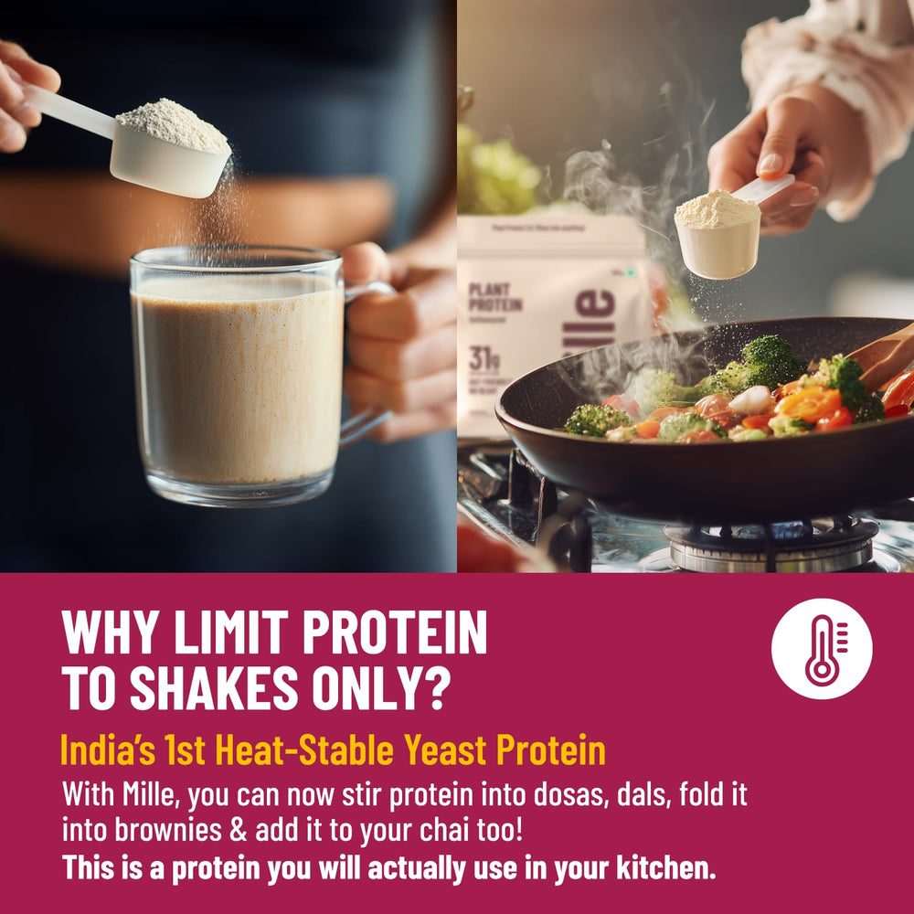 mille plant protein unflavored oats blended for nutritious breakfast.
