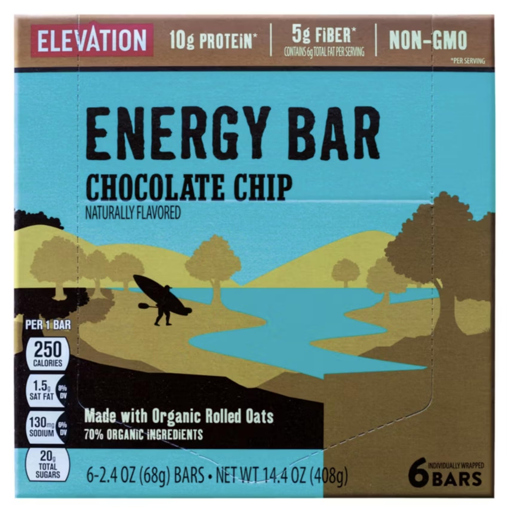 Millville Elevation chocolate chip energy bars on-the-go pack for active days.
