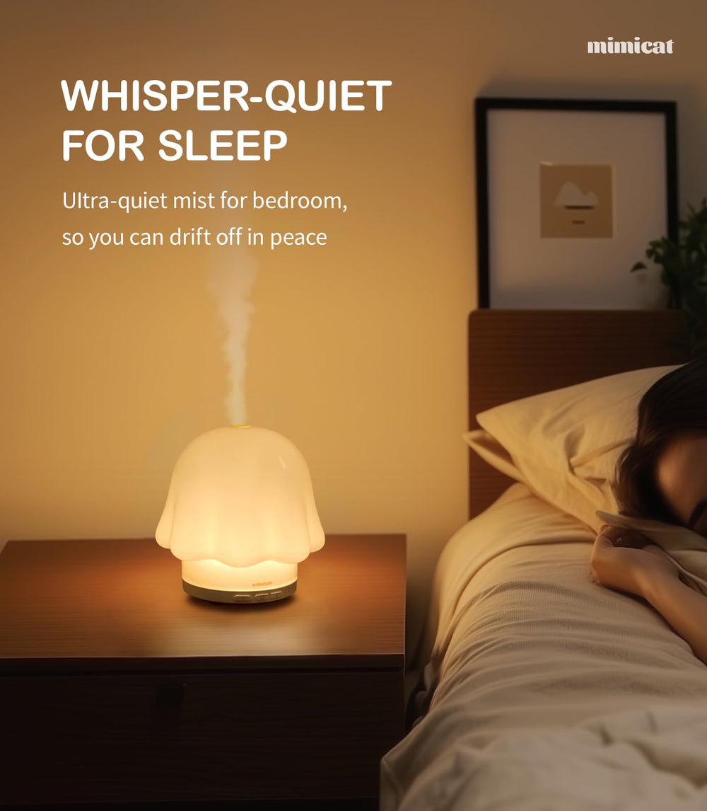 mimicat diffuser showing soft night-light modes for evening ambiance