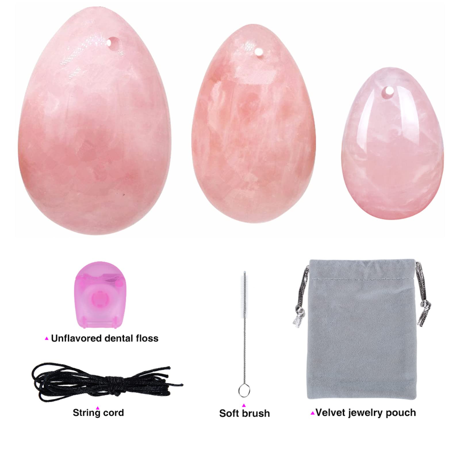 MIMOSA Bigger Rose Quartz Eggs cleaning brush included