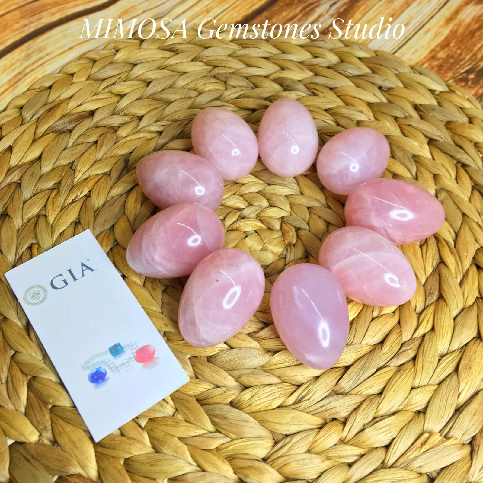 MIMOSA Bigger Rose Quartz Eggs GIA certificate confirms authenticity