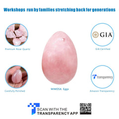 MIMOSA Bigger Rose Quartz Eggs velvet pouch for secure gifting