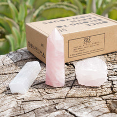 MIMOSA Healing Crystal Wand rough rose quartz for natural texture.