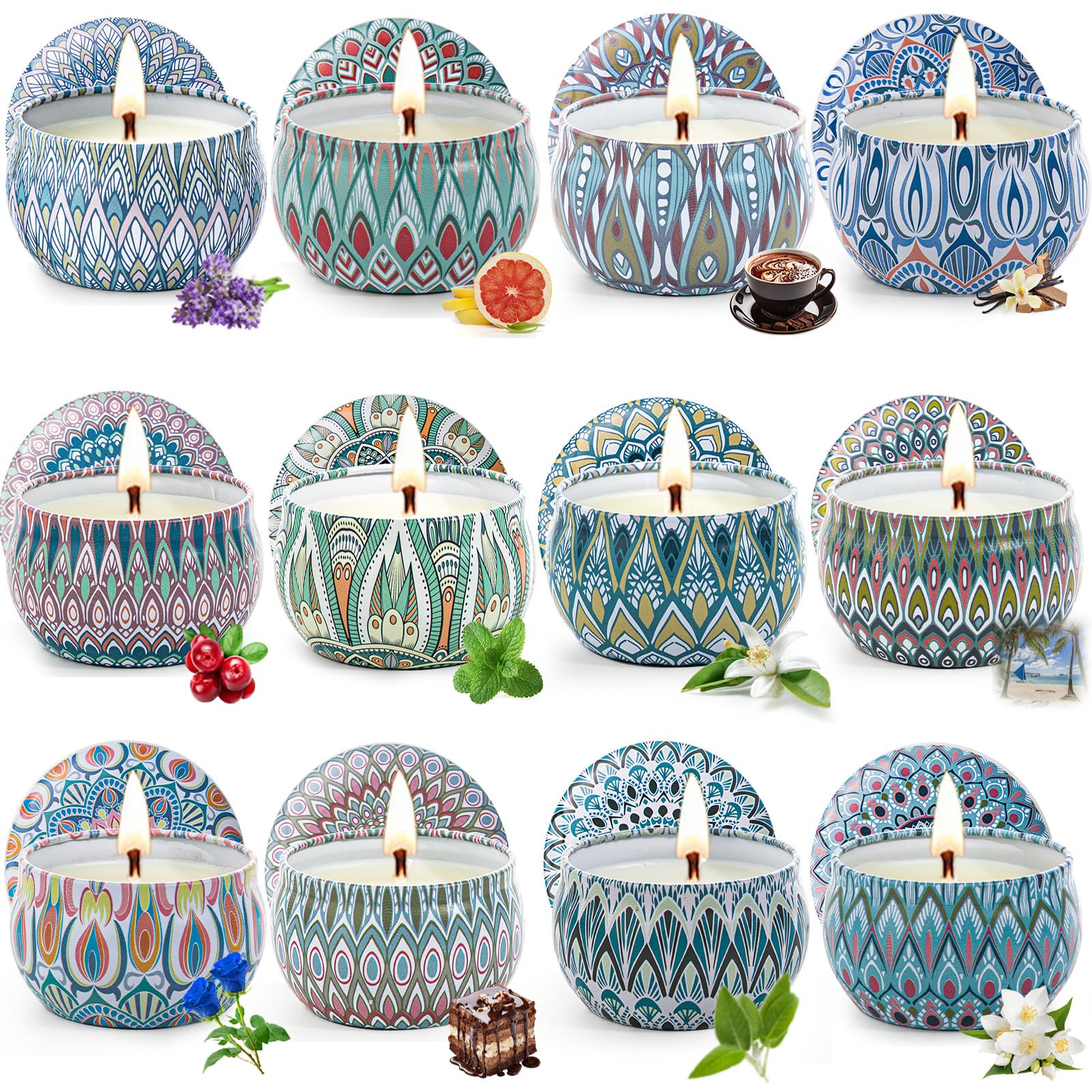 MIMURHYL scented candle set 12-pack display for versatile home fragrance