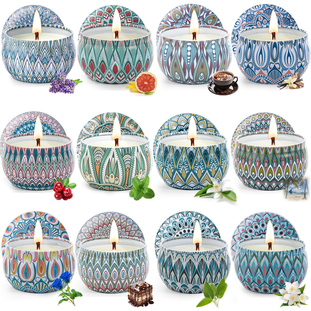 MIMURHYL scented candle set 12-pack display for versatile home fragrance